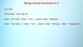 String library functions in C