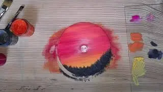 Painting on waste CD`s I sunset painting I CD painting I #3