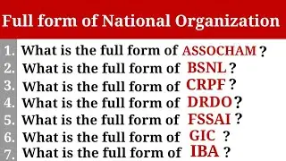 Full form of National Organization and | National organization | Indian Organization |