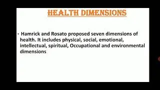 DIMENSION OF HEALTH | unit -1