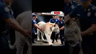 😱How did the police👮🏻&zwj;♀️ arrest the angry tiger?🐆🐯 #shorts #viral @GigglyMoo