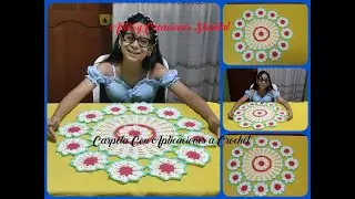 Carpeta/Tapete Con Aplicaciones a Crochet.