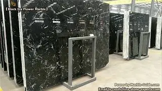 New Black Ice Flower Marble Slabs For Sale For Hotel Bathroom Flooring Tiles_Black Marble-YEYANG