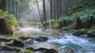 Calm River Stream and Soft Bird Sounds at Morning | Peaceful Nature Sounds for Sleeping, and Resting