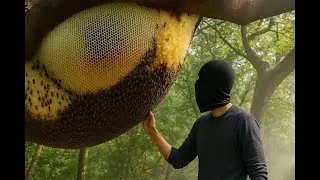 Mastering Honey Bee Catching Skills in the Deep Jungle    Climb tall trees to catch wild beehives