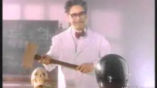 Scientists Bangs Skeleton Head & Helmet with Hammer