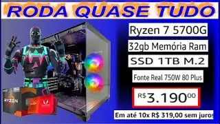 PROMO&Ccedil;&Atilde;O Pc Gamer Computador Cpu Ryzen 7 5700G / SSD 1TB M.2 NVMe / 32gb Mem&oacute;ria Ram Ddr4 / 750w