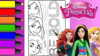 Coloring Disney Princesses Mulan, Rapunzel, And Merida! | Disney Princess Coloring Page