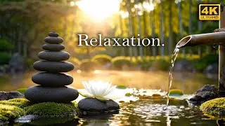 Relaxing Music, Bamboo Water Fountain 🌿 Sleep, Meditation & Stress Relief 4K