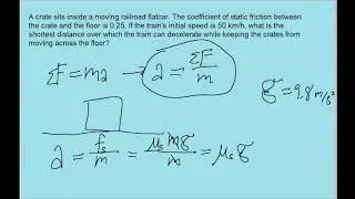 Physics force example - Friction, crate on a decelerating train car