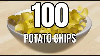 100 Potato Chips Falling Into a Bowl