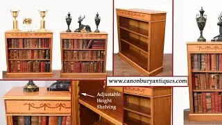 Pair Regency Bookcases   Satinwood Open Front Sheraton Inlay