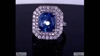 Natural Cushion Cut Fancy Blue Diamond Engagement Ring 6.97 Cts 14k White Gold