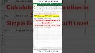 Calculate Project Duration in Seconds! ⏳ Use Excel's DAYS Function! #excel #excelshorts