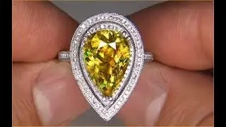 EXOTIC GEM - Russian Sphene & Diamond Cocktail Ring - eBay Auction GIA Certified Top Gem