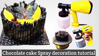 Chocolate cake spray decoration |  How to make spray cake design |