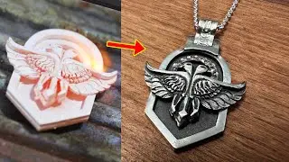 I made an eagle pendant with simple tools - forging silver