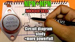 Modified NPN+NPN Transistor amplifier circuit diagram study+more powerfull || 2n3055 circuit diagram