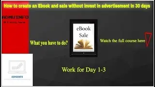 Ebook genetrating and selling Free online course Day 1-3
