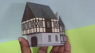 DIY Printable Paper Model Medieval Half Timbered House Papercraft.