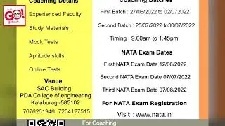 JOIN COACHING ON NATA - 2022 (NATIONAL APTITUDE TEST IN ARCHITECTURE)