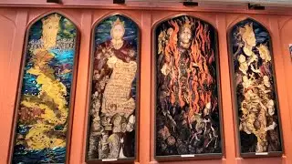 All Saints church, Kingston, London. Embroidery panels of 4 kings. &AElig;thelstan, Edmund, Eadred, Eadwig