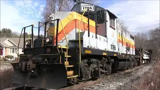 Mass Coastal interchanges MBTX side dump car with Bay Colony Railroad - 12/2021