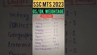 SSC MTS 2023 Detailed syllbus GS  chapterwise weightage 😘 SSC MTS SYLLABUS GK/GS #shorts #viral