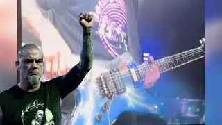 Phil Anselmo from pantera plays Dimebags dean from hell guitar *RARE*