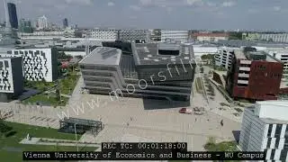 VIENNA UNIVERSITY OF ECONOMICS AND BUSINESS WU CAMPUS AERIAL DRONE SHOTS - 4K STOCK FOOTAGE AUSTRIA