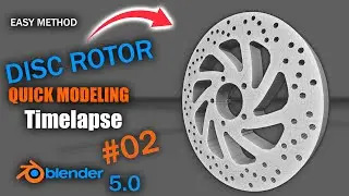 Disc Rotor Modeling Timelapse in Blender 5.0 | Hard Surface