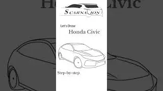 Honda Civic Drawing #honda #civic #hondacity #elevate #draw#howtodraw #viralshort #cars  #shorts