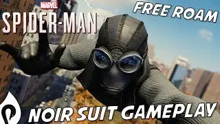 Spider-Man (PS4) - Noir Stealth Suit Free Roam & Combat Gameplay