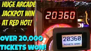 BIGGEST ARCADE JACKPOT WIN ON FILM?! WINNING 20,000+ TICKETS ON RED HOT! | Arcade Games Fun | Jdevy
