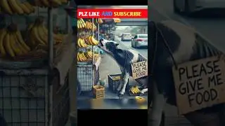 Men chasing a cow stealing a banana #cow #banana #cowvideos