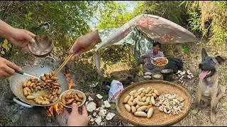 Adventure Outdoor Tent Camping And Catch  Worms​ To Cook  In The Forest.