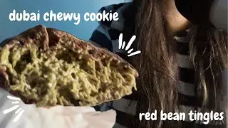 ASMR mukbang eating a dubai chewy cookie 