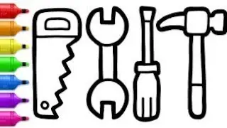 Carpenter's tools Drawing,Painting,Colouring easy| Drawing carpenters tool for kids and toddlers|