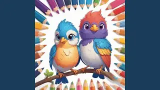 Nursery learn to color with cute birds