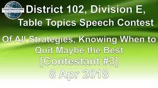 Of All Strategies, Knowing When To Quit Maybe the Best, TT (Contestant #3)