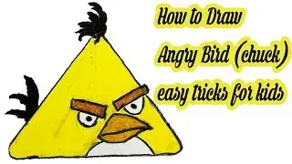 HOW TO DRAW A  YELLOW(CHUCK) ANGRY BIRD? VERY EASY WITH COLORING (STEP BY STEP)