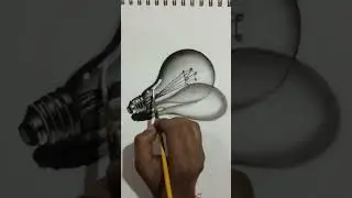3d drawing   How to draw 3d bulb pencil drawing            बल्ब का चित्र 3d में बनाना सीखें