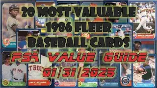 1986 Fleer Baseball Cards Top 20 Most Valuable PSA Graded as of 01/31/2025