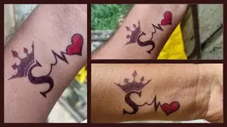 How to make S latter tattoo with Crown and Heartbeat || S Latter tattoo with Crown And Heartbeat 