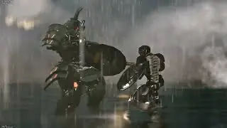 Robot Samurai Duel &mdash; Cinematic Fight Choreography (rain shot in iClone)