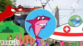 Five Little Baby Sharks jumping on The Bed But Swordfish Come.....
