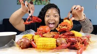 3 LOBSTER TAILS + CRAWFISH SEAFOOD BOIL MUKBANG 먹방 EATING SHOW!