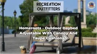 Homeroots - Outdoor Daybed Adjustable With Canopy And Taupe Cushions