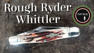 Whittler knife. Split-spring or humpback whittler by Rough Ryder. The Stag Bone RR155