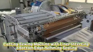 PP Film Woven Bag Cutting Sewing Liner Inserting And Bottom Edge Hemming Sealing Machine